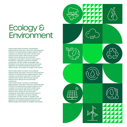 Ecology and Environment Related Design with Line Icons. Simple Outline Symbol Icons. Climate Change, Pollution, Sustainability, Recycling