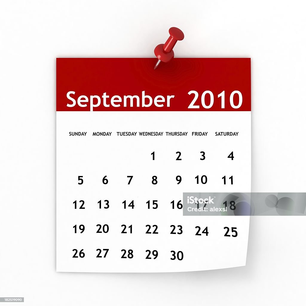 De septiembre de 2010-calendario serie - Foto de stock de 2010 libre de derechos