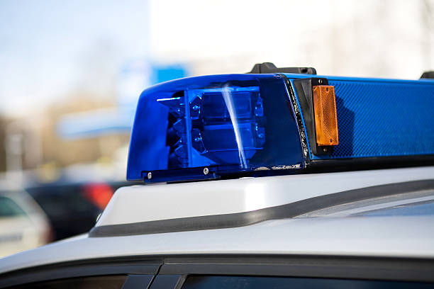 istock Blue light, german police car - selective focus 182519581