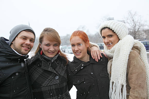 An Attractive young woman in wintertime outdoor