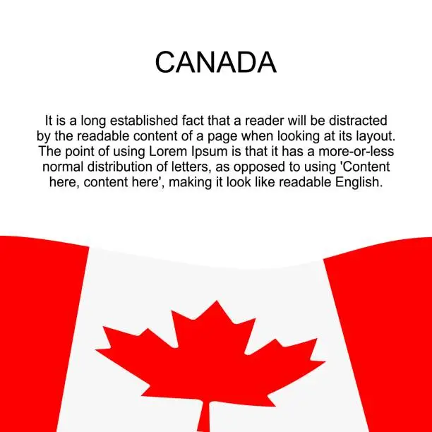 Vector illustration of Flag of Canada for banner in square white background. Canada flag with space for text. Canada square banner with flag. vector illustration