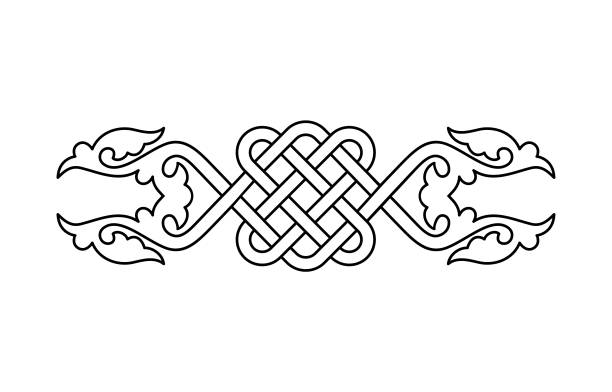 Dividing decorative element Celtic interlaced pattern isolated vector. Nordic symbol. Celtic knot vector illustration. Vintage element. Dividing decorative element illustration. celtic cross stock illustrations