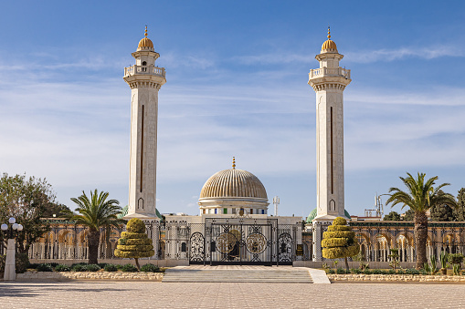 Monastir, Tunisia. Minarets of the Bourguiba Mausoleum.