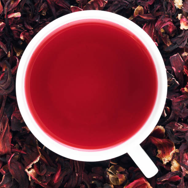 istock A cup of tea from hibiscus on the leaves. 1825278309