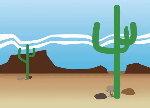 Vector illustration of Barren Desert Vista