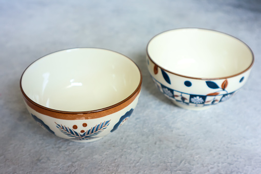 Empty ceramic bowl with motif