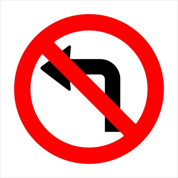 Vector illustration of A road forbidding sign. Road sign left turn is prohibited.