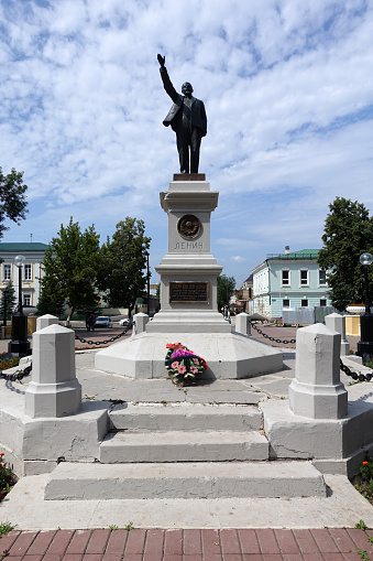Orenburg, Russia -June 23, 2016. Monument to Lenin in Orenburg is the first monument Ilyich around the world, created in 1925.