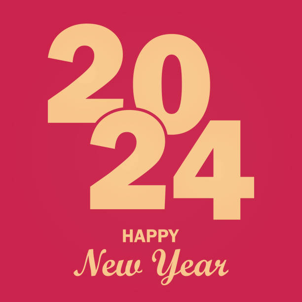 Happy New Year 2024 greeting card, poster, banner design. Red and golden typography Christmas vector illustration for celebrating upcoming 2024 year of dragon Happy New Year 2024 greeting card, poster, banner design. Red and golden Christmas vector illustration for celebrating upcoming 2024 year of dragon upcoming events clip art stock illustrations