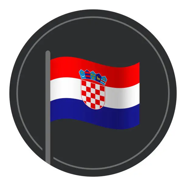 Vector illustration of Abstract Croatia Flag Flat Icon in Circle Isolated on White Background