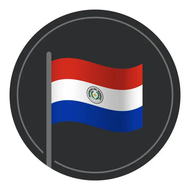 Vector illustration of Abstract Paraguay Flag Flat Icon in Circle Isolated on White Background