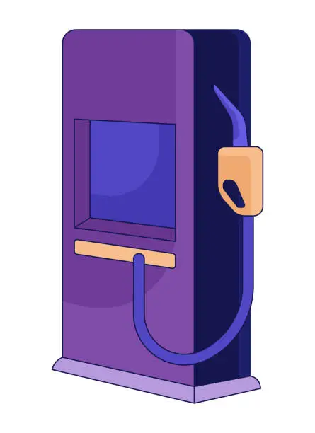 Vector illustration of Fuel dispensing equipment 2D linear cartoon object