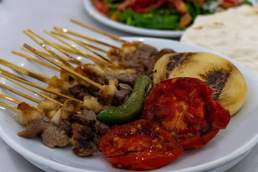 Turkish stick shish kebab.