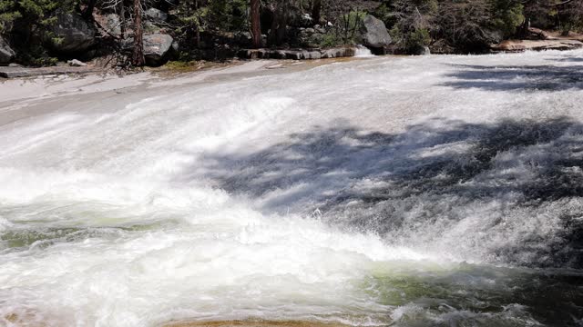 Water flowing above Vernal Falls In Yosemite National Park