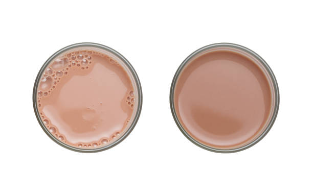 istock Chocolate milk  in glass isolated on white background.  with Clipping path.Top view. 1825781157
