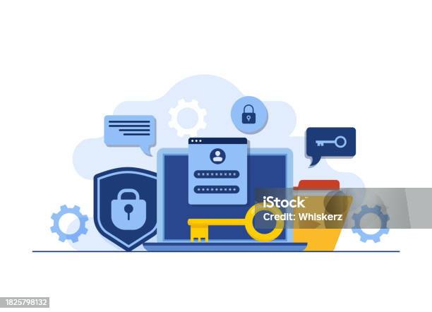 Account Securityimage Data And Account Protection Concept Flat Vector Illustration Password ...