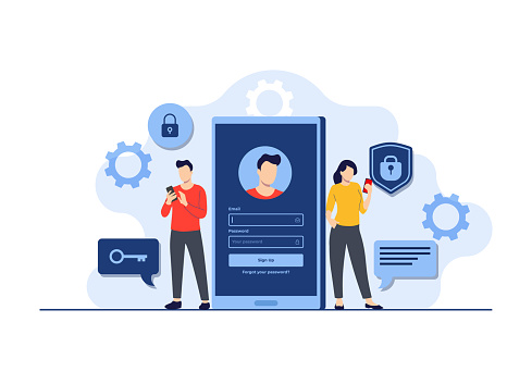 Account Securityimage Data And Account Protection Concept Flat Vector Illustration Password ...