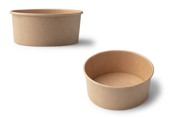 istock Front and high angle view of brown paper cup on white 1825980596