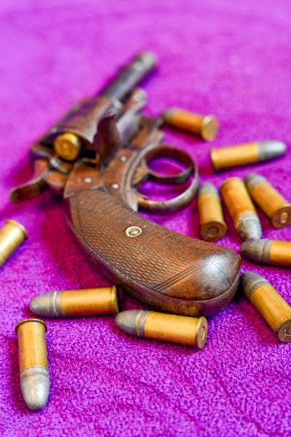 istock Old retro style revolver and ammunition 1826015866