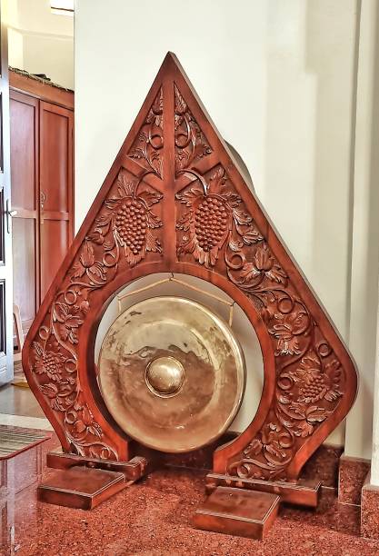 istock Antique floor standing brass gong 1826016436