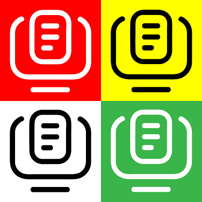 microblogging and social media platform, Tumblr vector Icon, Outline style, isolated on Red, Green, Yellow and White Background.