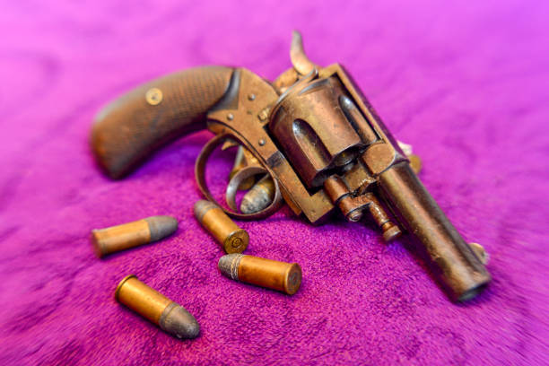 istock Old retro style revolver and ammunition 1826034735