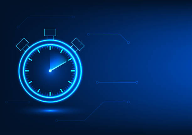 istock Time technology Stopwatch with circuit It refers to doing business where there is competition every second so that the company can be at the cutting edge of the world and be a fast-growing business. 1826061582