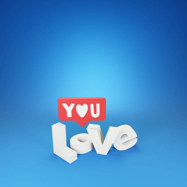 istock 3d design Love you calligraphy on blue background. 1826103154