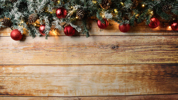 istock Background of a Christmas wooden table 1826177886