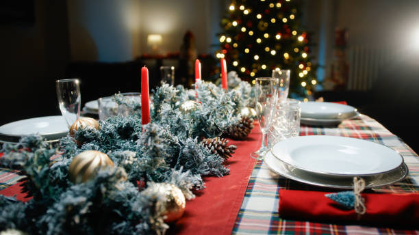 istock Set Christmas table for family dinner 1826220889