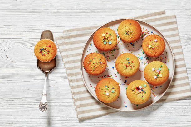 istock sweet lemon muffins on a plate, top view 1826243920