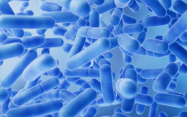 istock Large groups of germs with blue background, 3d rendering. 1826250957