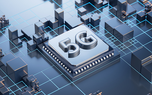 5G concept and technology background, 3d rendering. 3D illustration.
