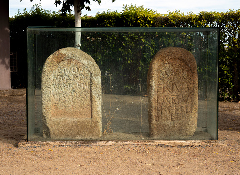 Stone graves in an Islamic graveyard on the outskirts of Baku, capital city of Azerbaijan