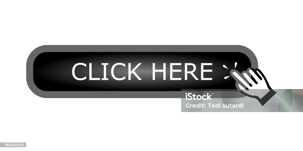 Click Here Button With Hand Pointer Clicking Stock Illustration ...