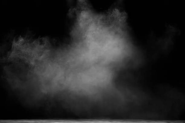 istock Dry white ice smoke clouds fog empty stage textured. 1826307090