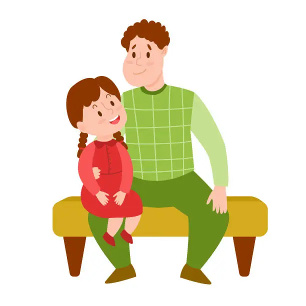 Vector illustration of Cartoon illustration of a father and daughter