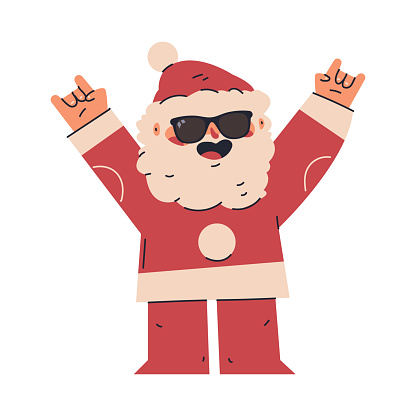 Cool Santa Claus in sunglasses vector cartoon character.