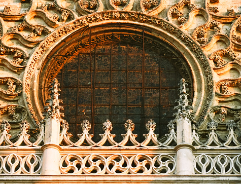 Medieval architectural feature in the Seville Cathedral, Spain. Part of a series. Its official name is the Cathedral of Saint Mary of the See (Spanish: Catedral de Santa María de la Sede). 16th Century Gothic style building