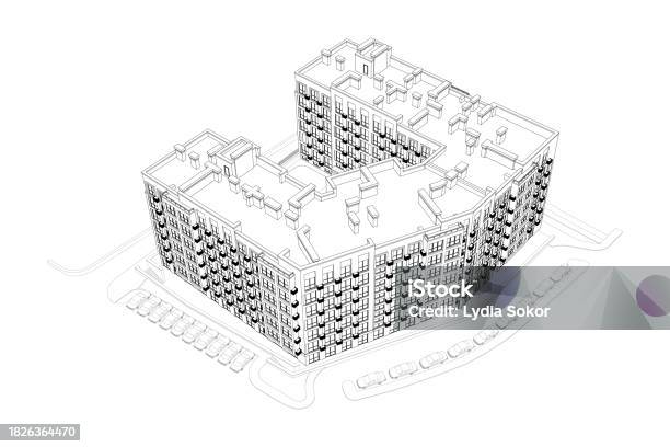 Aerial View Building Texture Vector Architectural Project Of A Multistory Building Aerial View Stock ...