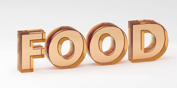 istock Orange sign saying Food made from glass 3d rendered 1826405421