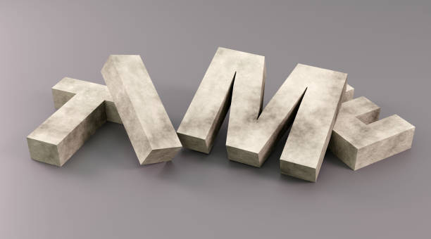 3d Concrete sign fallen time on grey background illustration concept