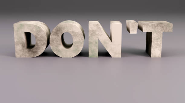 istock Luxury concrete inscription don't on grey podium, soft light, smooth background, 3d rendering 1826418651