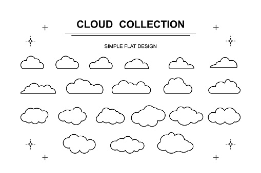 Vector Illustration of Line Art Cloud