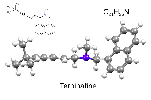 Terbinafine belongs to the group of medicines called antifungals. It is used to treat fungus infections of the scalp, body, groin (jock itch), feet (athlete's foot), fingernails, and toenails.