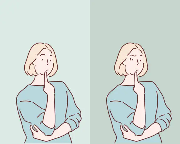 Vector illustration of worried woman.