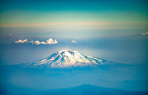 Aerial view of Mt St Helens from the airplane