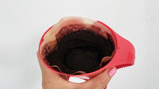 Coffee grounds in the filter