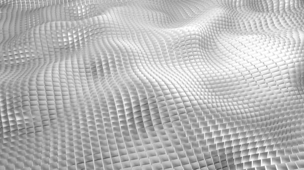 istock White mosaic background, 3D waves from square shapes, technology abstract modern backdrop. 1826458069