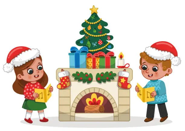 Vector illustration of Two  Christmas Carols